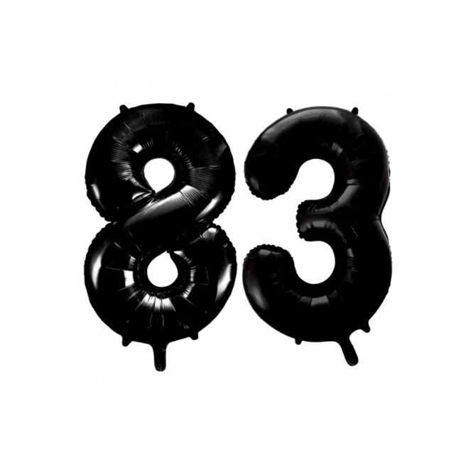 Folieballon 83 jaar zwart 86cm