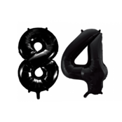 Folieballon 84 jaar zwart 86cm