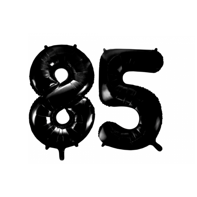 Folieballon 85 jaar zwart 86cm