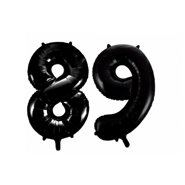 Folieballon 89 jaar zwart 86cm
