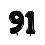 Folieballon 91 jaar zwart 86cm