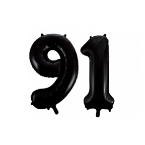Folieballon 91 jaar zwart 86cm