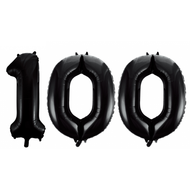 Folieballon 100 jaar zwart 86cm