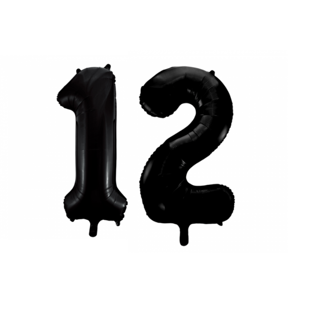 Folieballon 12 jaar zwart 41cm