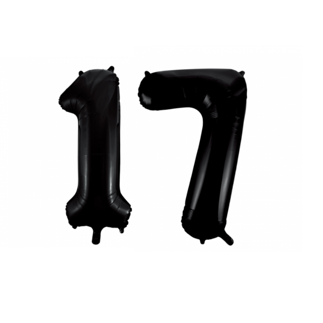 Folieballon 17 jaar zwart 41cm