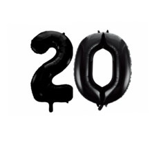 Folieballon 20 jaar zwart 41cm