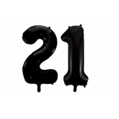 Folieballon 21 jaar zwart 41cm