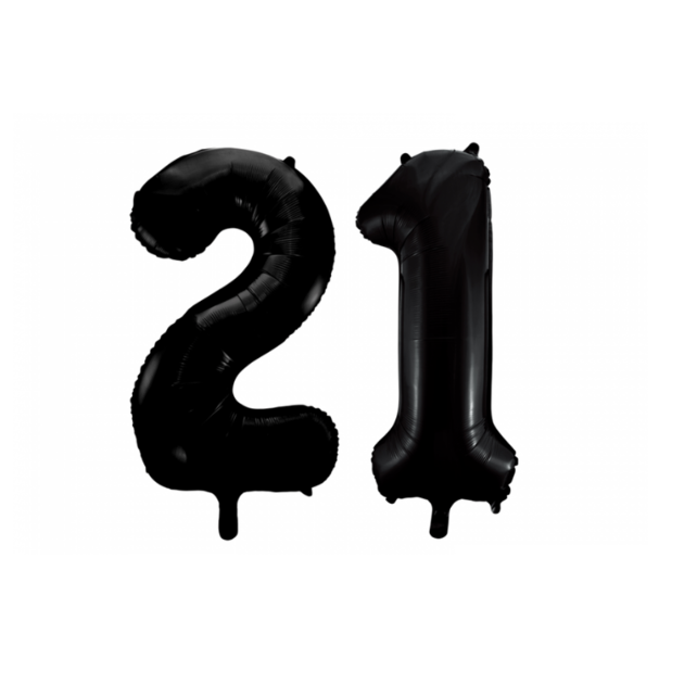 Folieballon 21 jaar zwart 41cm
