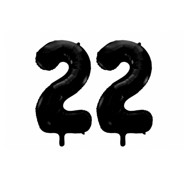 Folieballon 22 jaar zwart 41cm