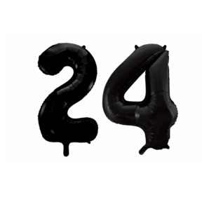 Folieballon 24 jaar zwart 41cm