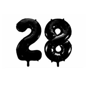 Folieballon 28 jaar zwart 41cm