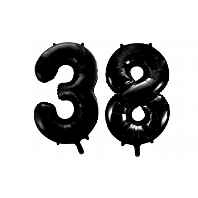 Folieballon 38 jaar zwart 41cm