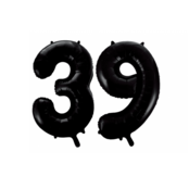 Folieballon 39 jaar zwart 41cm