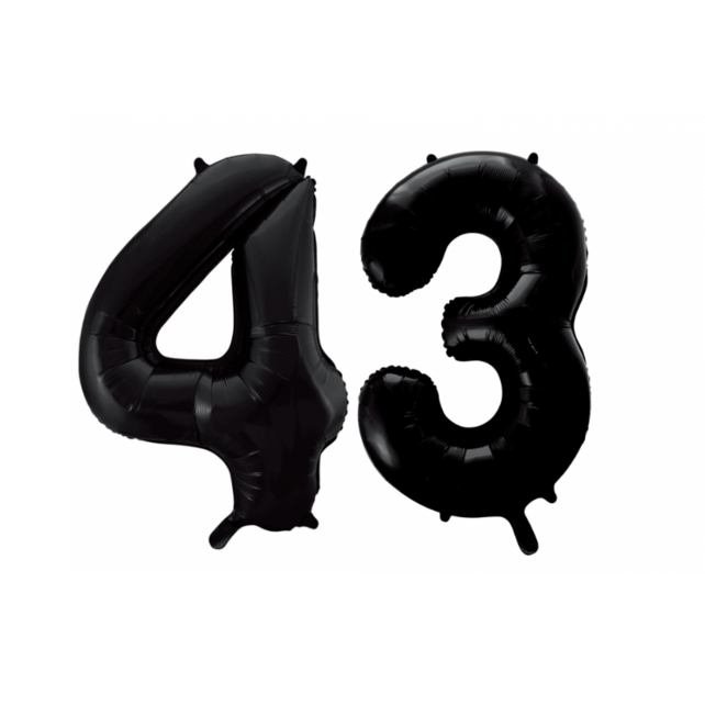 Folieballon 43 jaar zwart 41cm