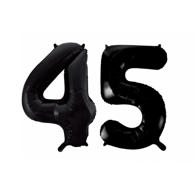Folieballon 45 jaar zwart 41cm