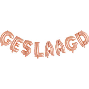 Folieballon Geslaagd letters rosé goud 41cm