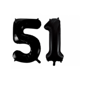 Folieballon 51 jaar zwart 41cm