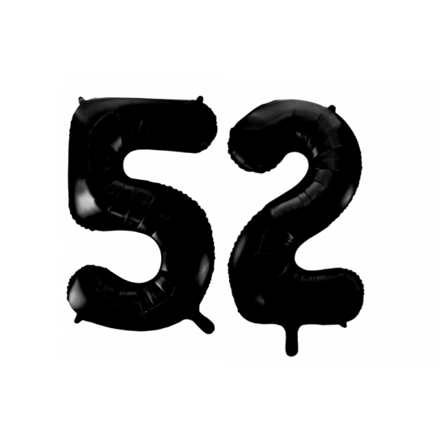 Folieballon 52 jaar zwart 41cm