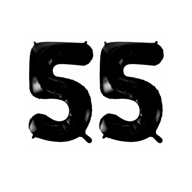 Folieballon 55 jaar zwart 41cm