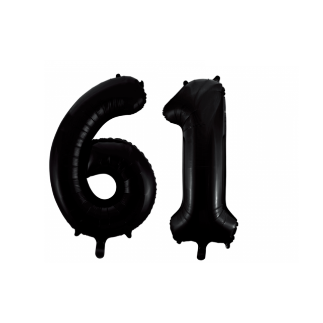 Folieballon 61 jaar zwart 41cm