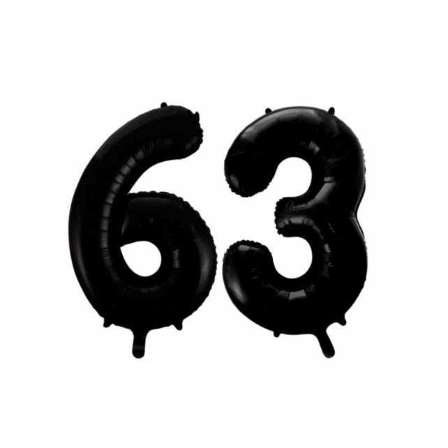 Folieballon 63 jaar zwart 41cm