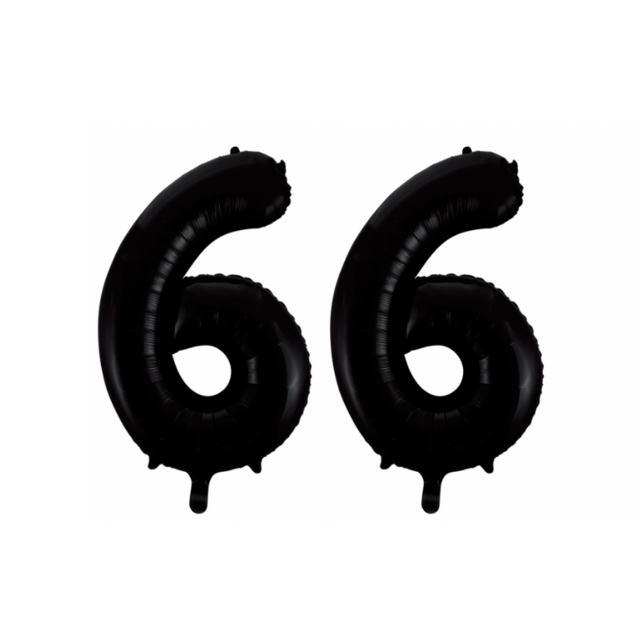 Folieballon 66 jaar zwart 41cm