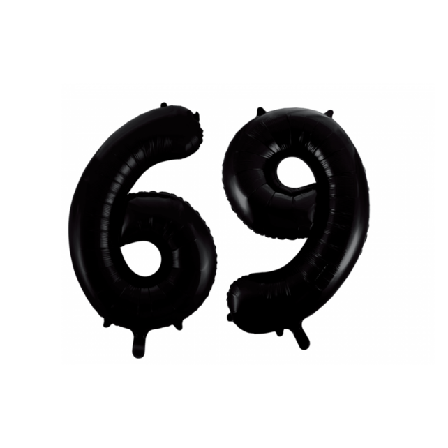 Folieballon 69 jaar zwart 41cm Folieballon 69 jaar zwart 41cm