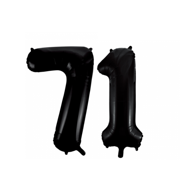 Folieballon 71 jaar zwart 41cm