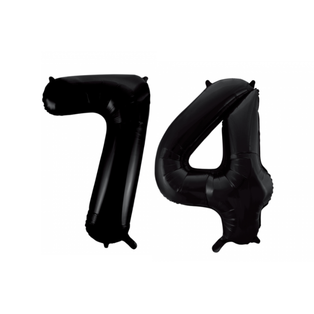 Folieballon 74 jaar zwart 41cm Folieballon 74 jaar zwart 41cm