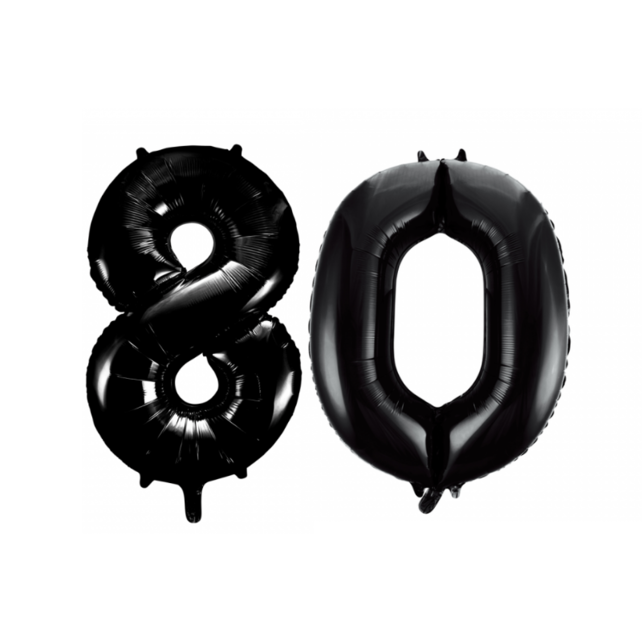 Folieballon 80 jaar zwart 41cm