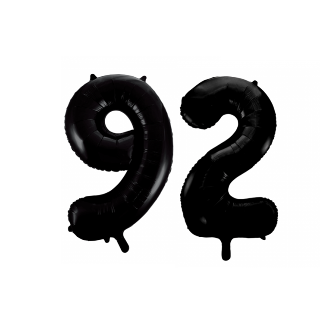 Folieballon 92 jaar zwart 41cm