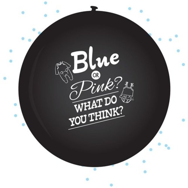 XL Gender Reveal Ballon 60cm Jongen Blauwe confetti