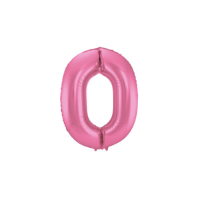 Folieballon cijfer 0 metallic roze mat 86cm