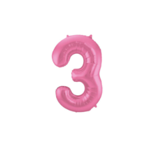 Folieballon 3 jaar metallic roze mat 86cm