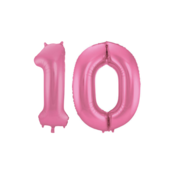 Folieballon 10 jaar metallic roze mat 86cm