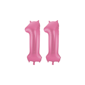 Folieballon 11 jaar metallic roze mat 86cm