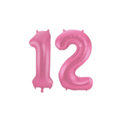 Folieballon 12 jaar metallic roze mat 86cm Folieballon 12 jaar metallic roze mat 86cm