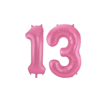 Folieballon 13 jaar metallic roze mat 86cm