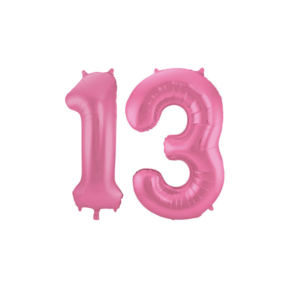 Folieballon 13 jaar metallic roze mat 86cm