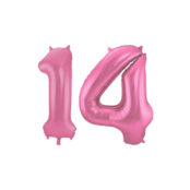 Folieballon 14 jaar metallic roze mat 86cm