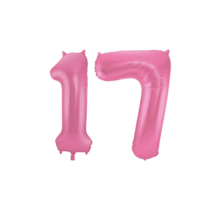 Folieballon 17 jaar metallic roze mat 86cm