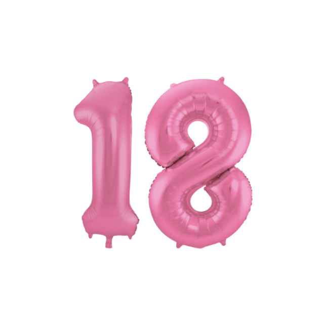 Folieballon 18 jaar metallic roze mat 86cm