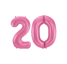 Folieballon 20 jaar metallic roze mat 86cm