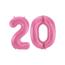 Folat Folieballon 20 jaar metallic roze mat 86cm