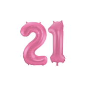 Folieballon 21 jaar metallic roze mat 86cm