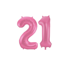 Folieballon 21 jaar metallic roze mat 86cm