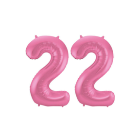 Folieballon 22 jaar metallic roze mat 86cm