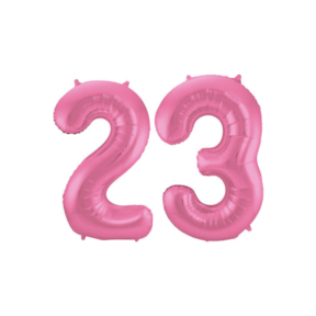 Folieballon 23 jaar metallic roze mat 86cm