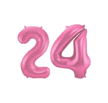 Folieballon 24 jaar metallic roze mat 86cm