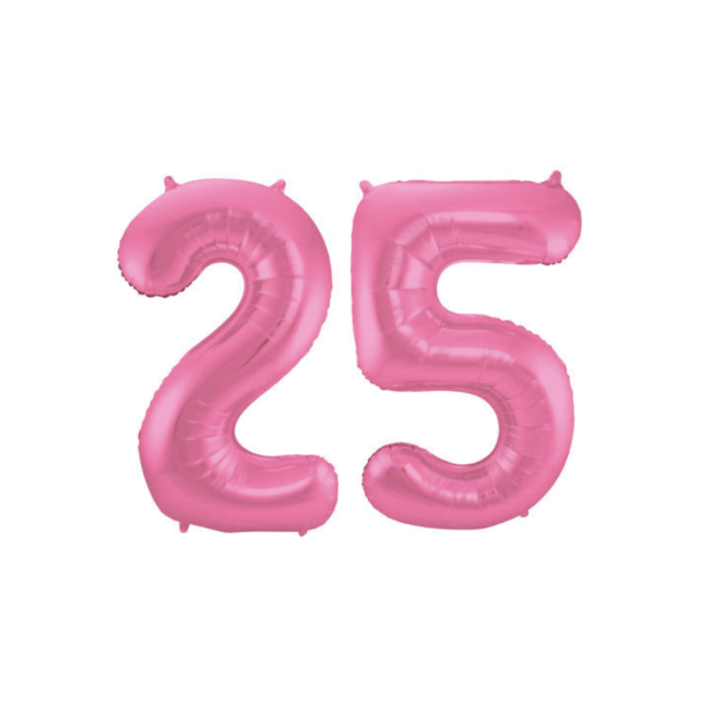 Folieballon 25 jaar metallic roze mat 86cm Folieballon 25 jaar metallic roze mat 86cm